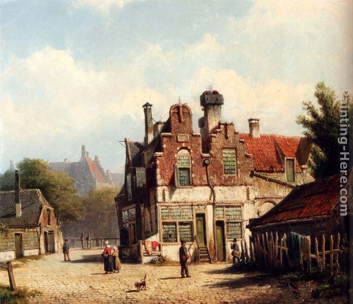 Willem Koekkoek Houses Along A Village Street In Summer